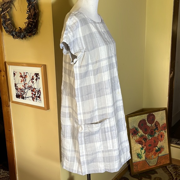 EILEEN FISHER Size Large Plaid Print Midi Tank Organic Cotton Linen breathable - Picture 2 of 15